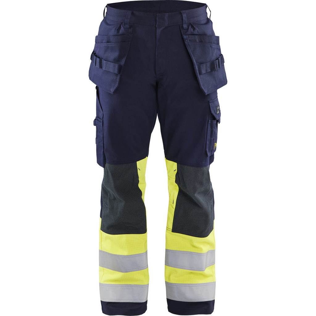 Blaklader Multi-Norm Craftsman Work Trousers, Navy Blue/ Yellow