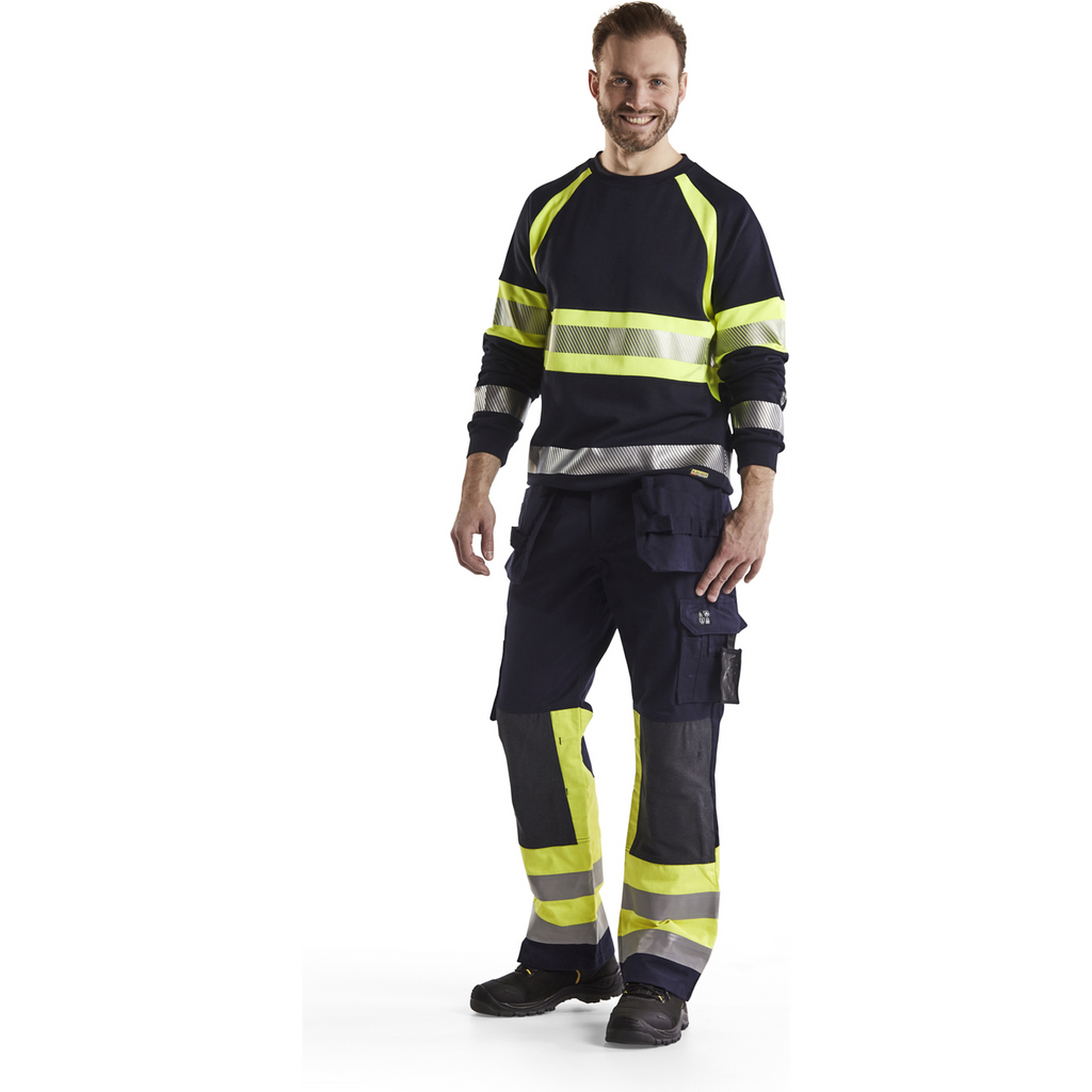 Blaklader Multi-Norm Craftsman Work Trousers, Navy Blue/ Yellow (5)