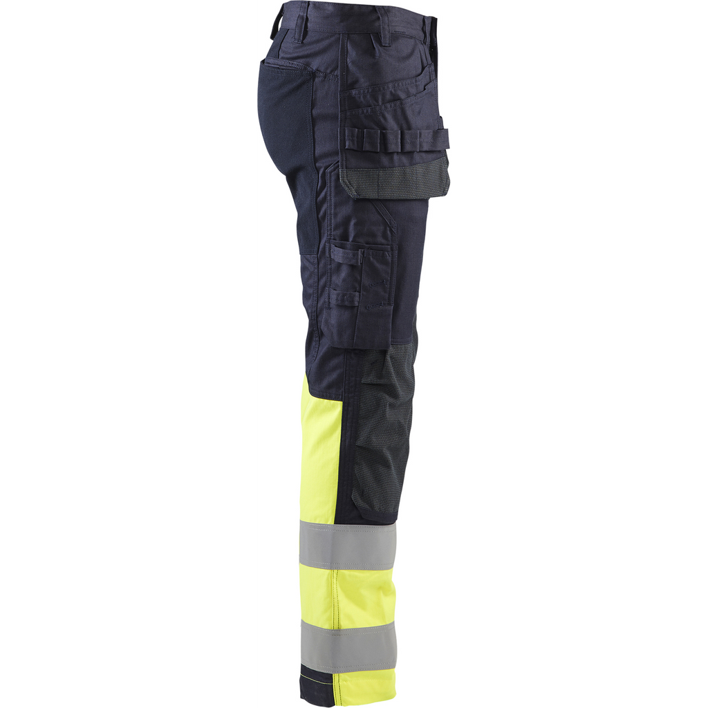 Blaklader Multinorm Stretch Work Trousers, Navy Blue/ Yellow (2)