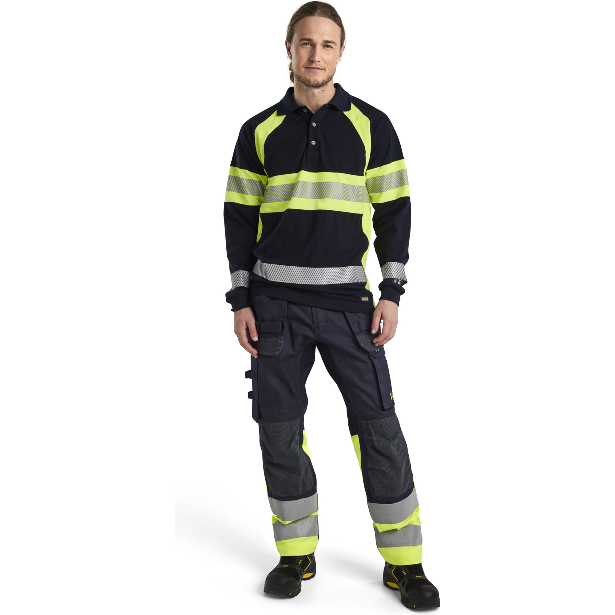 Blaklader Multinorm Stretch Work Trousers, Navy Blue/ Yellow (5)
