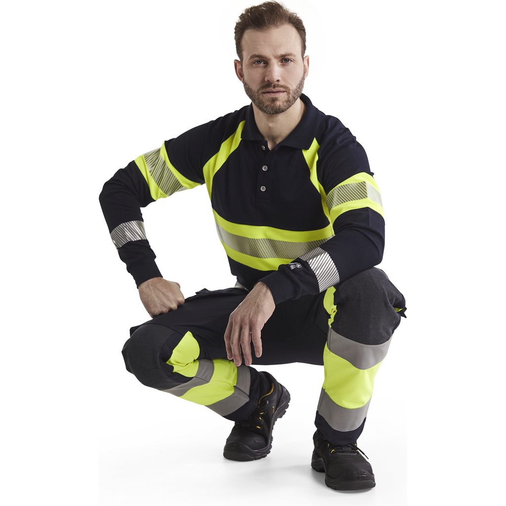 Blaklader Multinorm Stretch Work Trousers, Navy Blue/ Yellow (7)