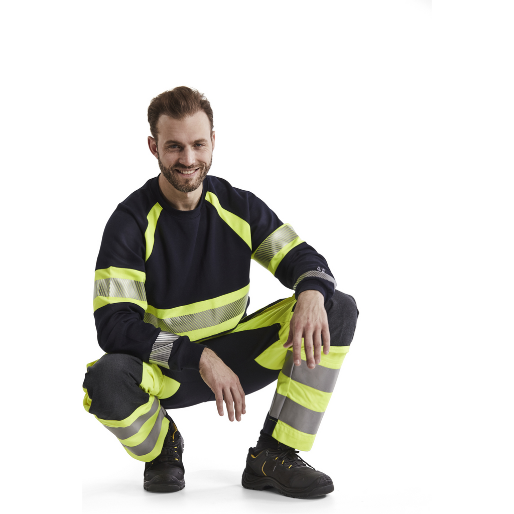 Blaklader Multinorm Stretch Work Trousers, Navy Blue/ Yellow (8)