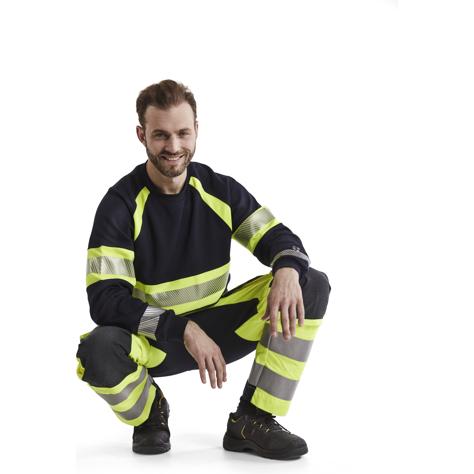 Blaklader Multinorm Stretch Work Trousers, Navy Blue/ Yellow (8)