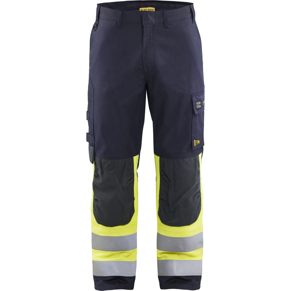 Blaklader Multi-Norm Work Trousers, Navy/ Yellow