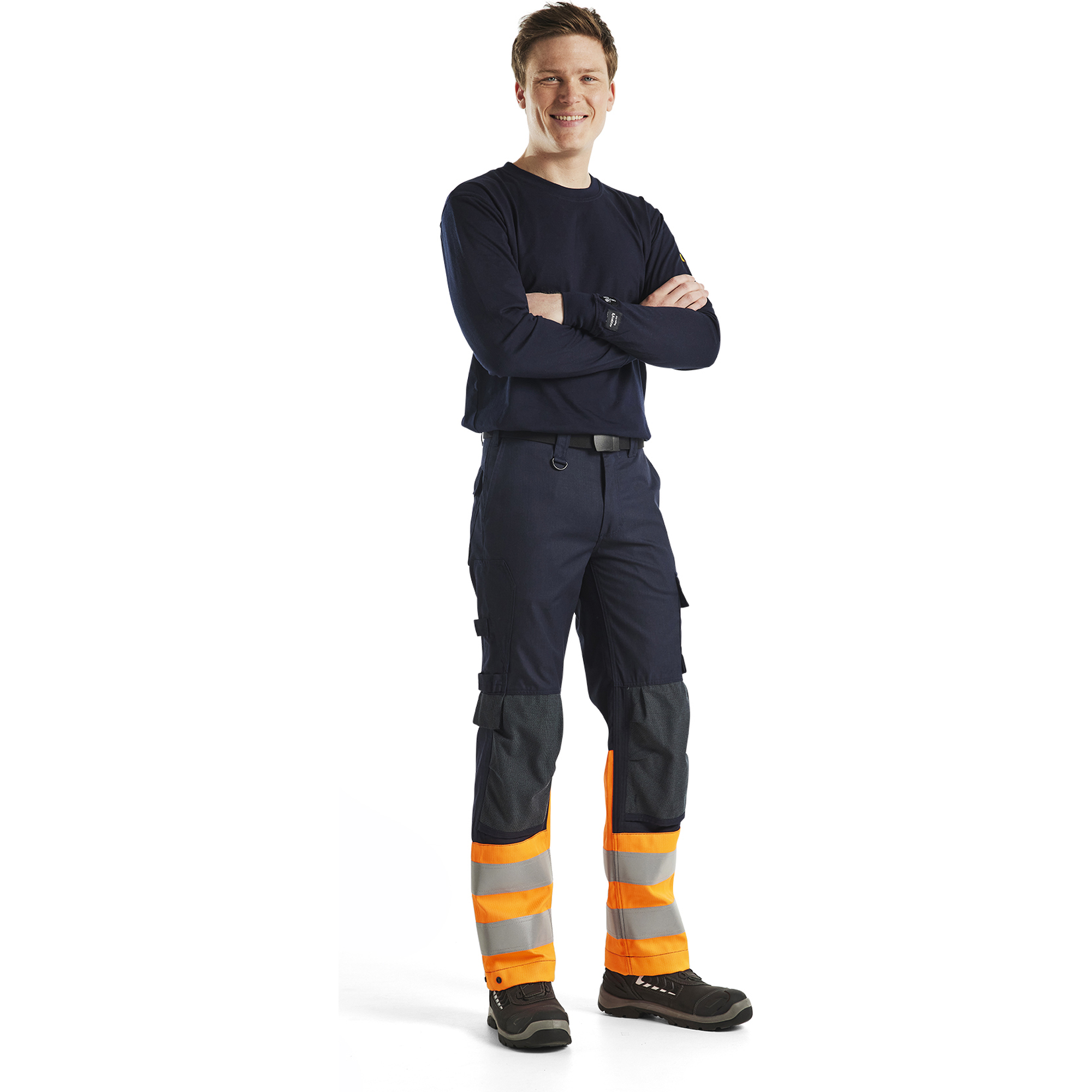 Blaklader Multinorm Work Trousers, Navy/Orange (5)