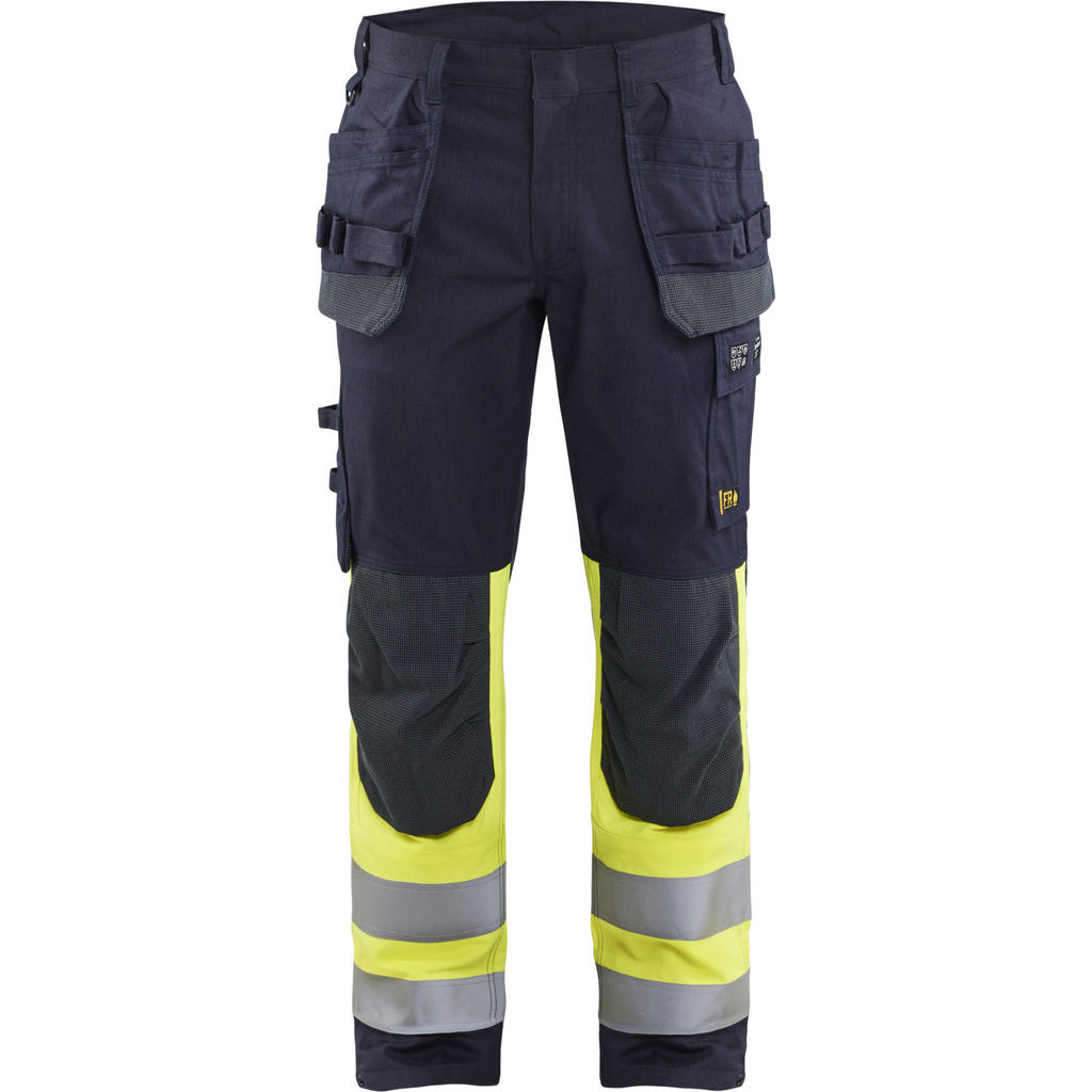 Blaklader Multi-Norm Work Trousers, Navy/ Yellow