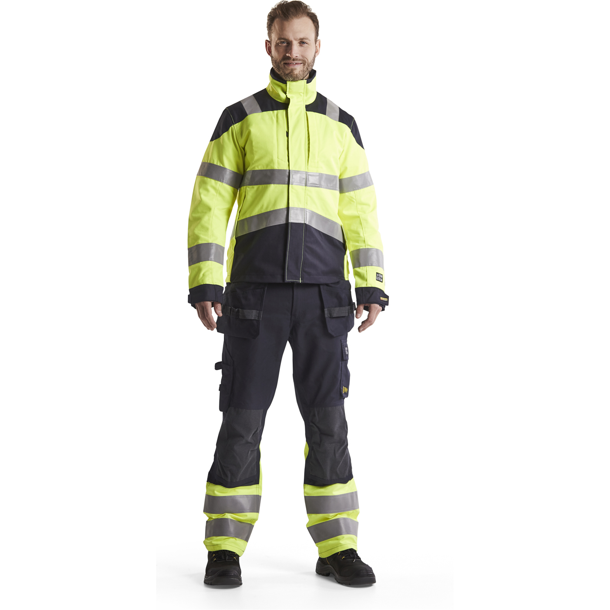 Blaklader Multi-Norm Work Trousers, Navy/ Yellow (5)
