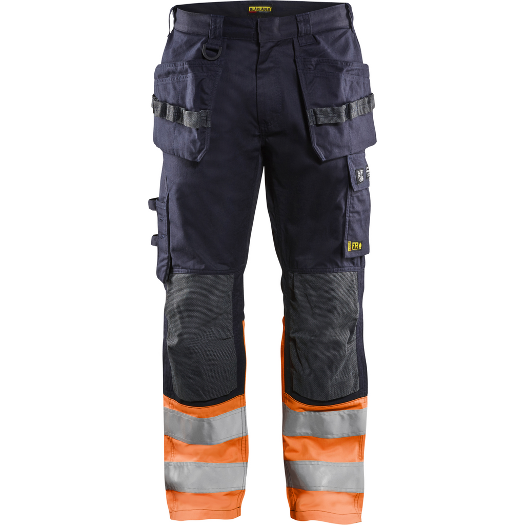 Blaklader Multinorm Work Trousers, Navy/Orange