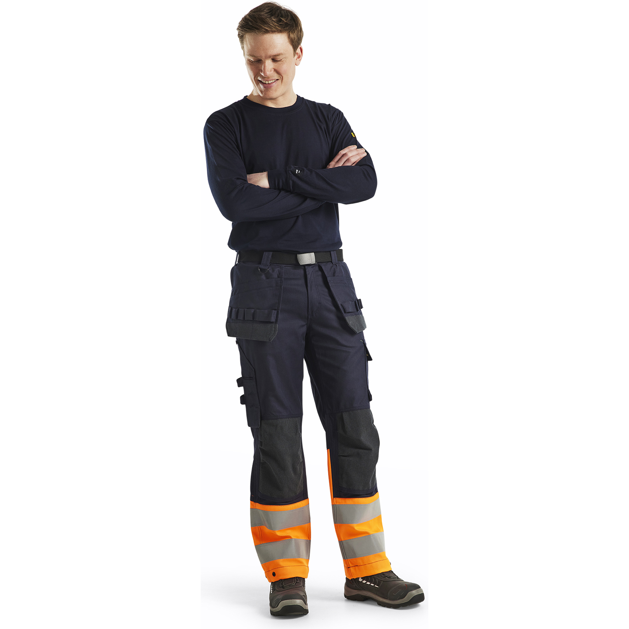 Blaklader Multinorm Work Trousers, Navy/Orange (5)