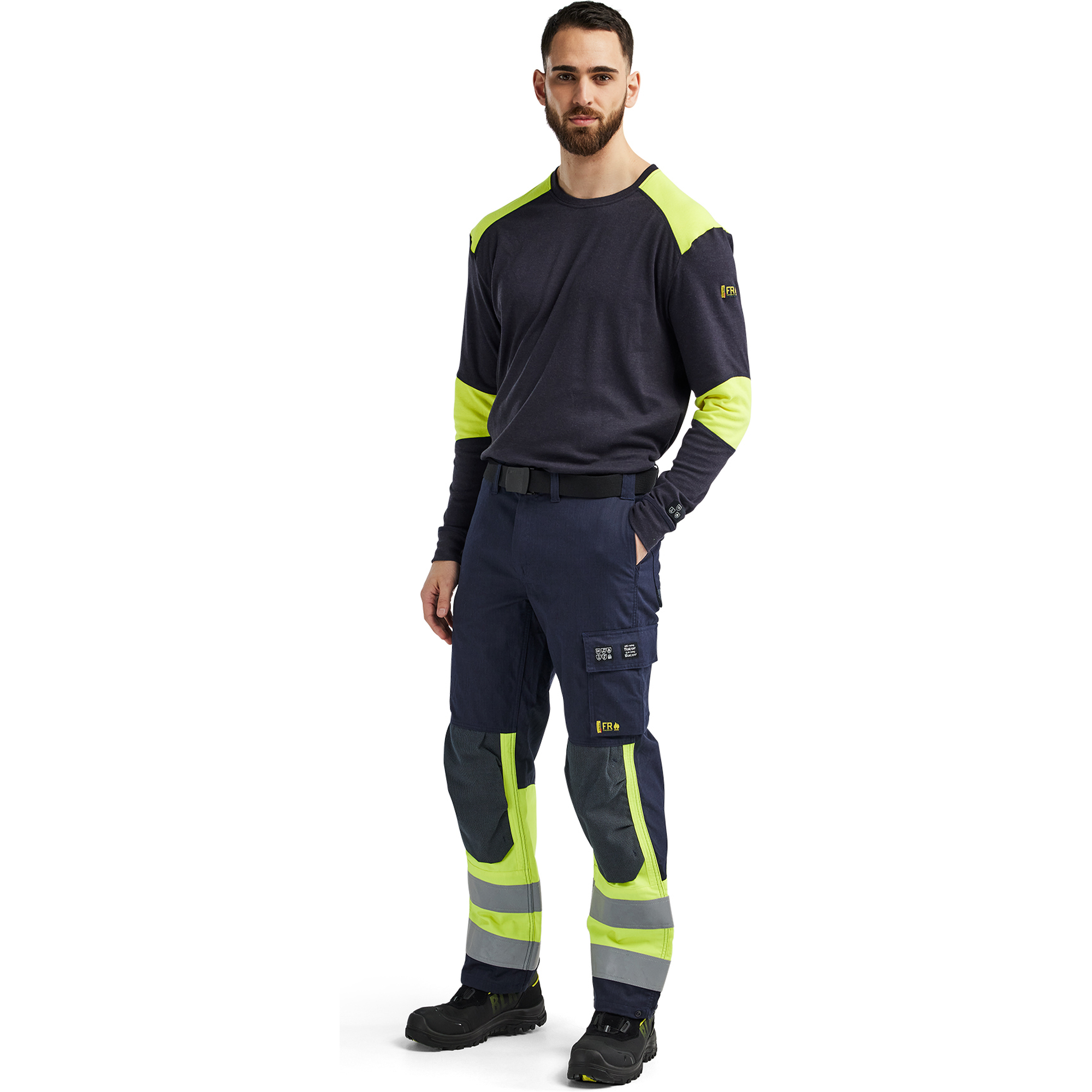 Blaklader APC 2 Multinorm Work Trousers, Navy/ Yellow (5)