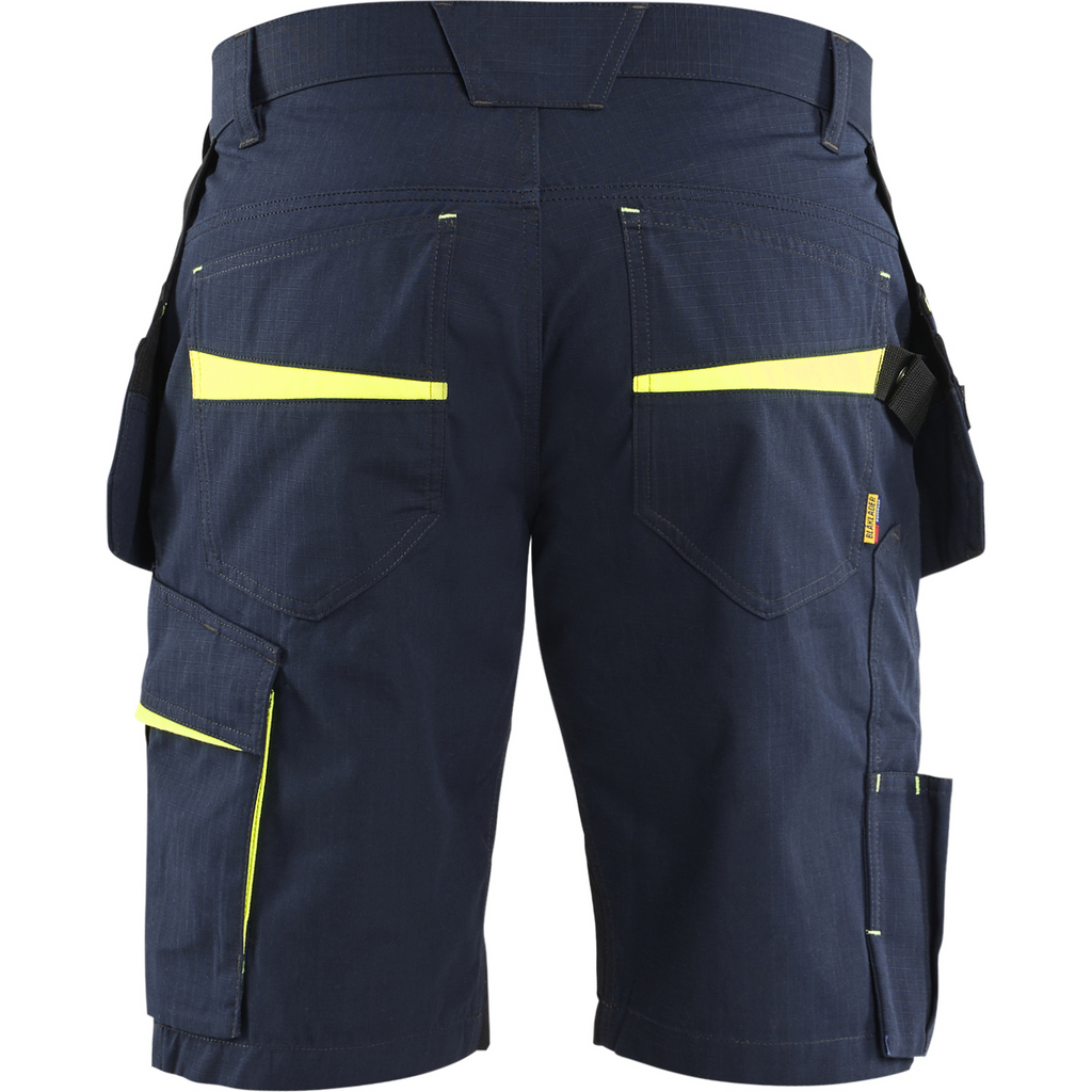 Blaklader Shorts with Nail Pockets, Dark Navy/Yellow (4)