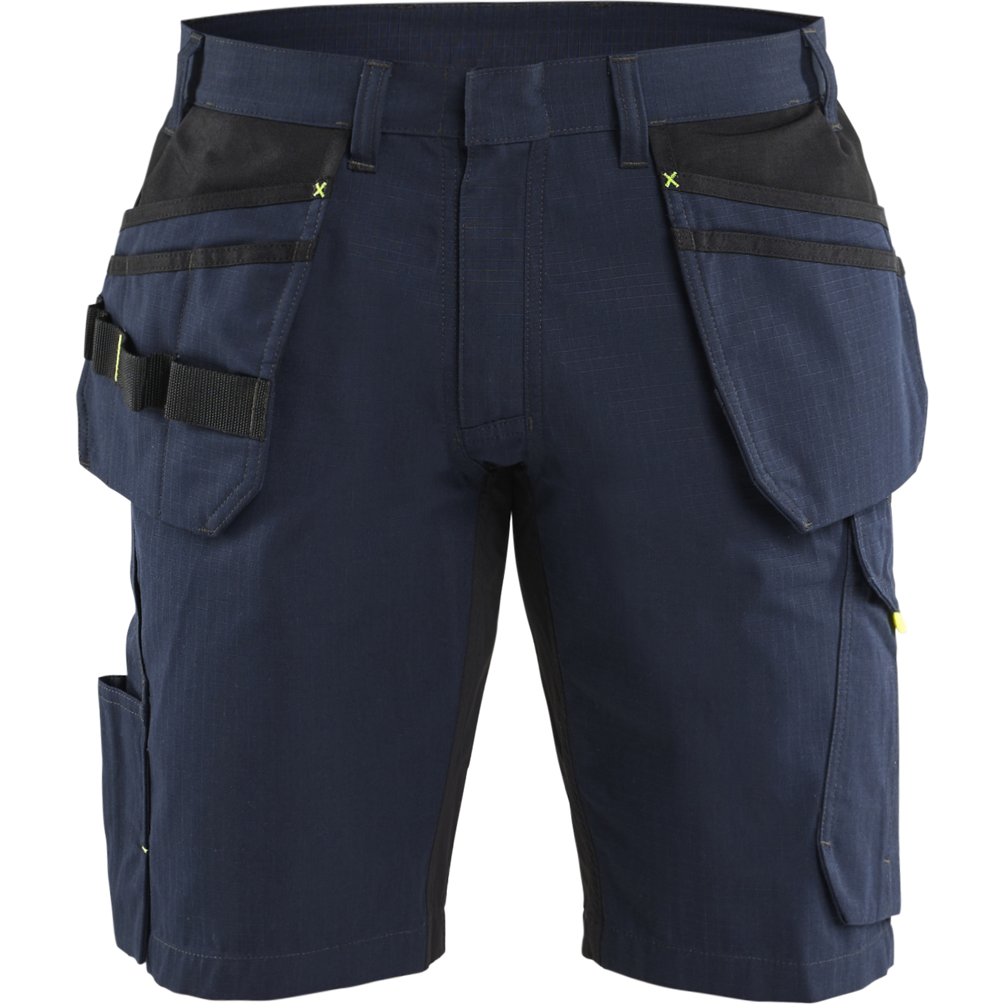 Blaklader Shorts with Nail Pockets, Dark Navy/Yellow