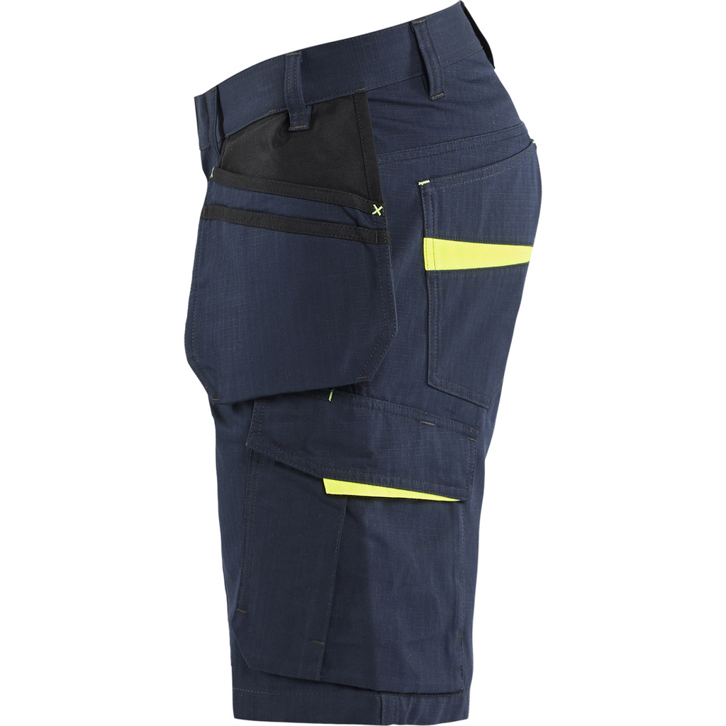 Blaklader Shorts with Nail Pockets, Dark Navy/Yellow (3)