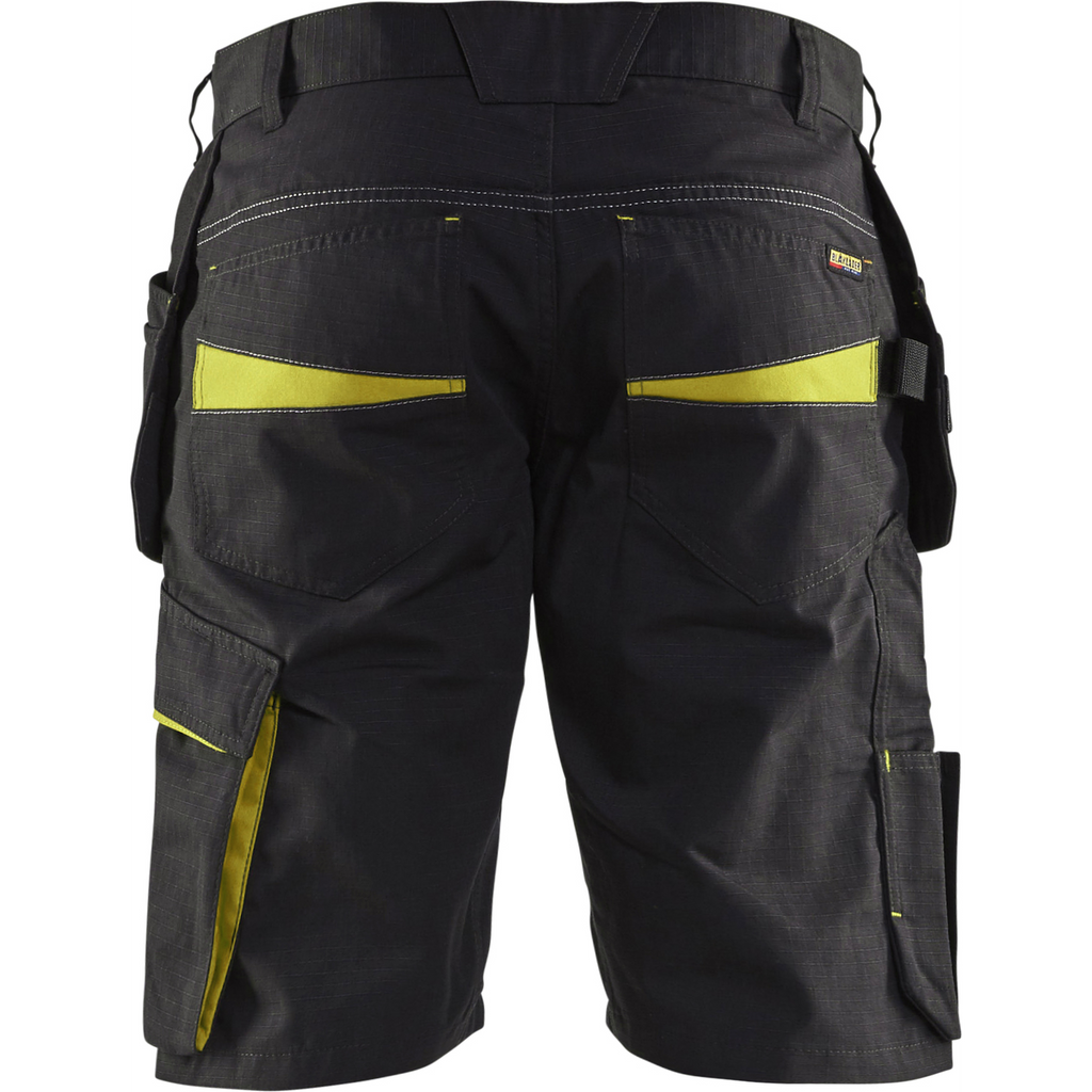 Blaklader Shorts with Nail Pockets, Black/Yellow (4)