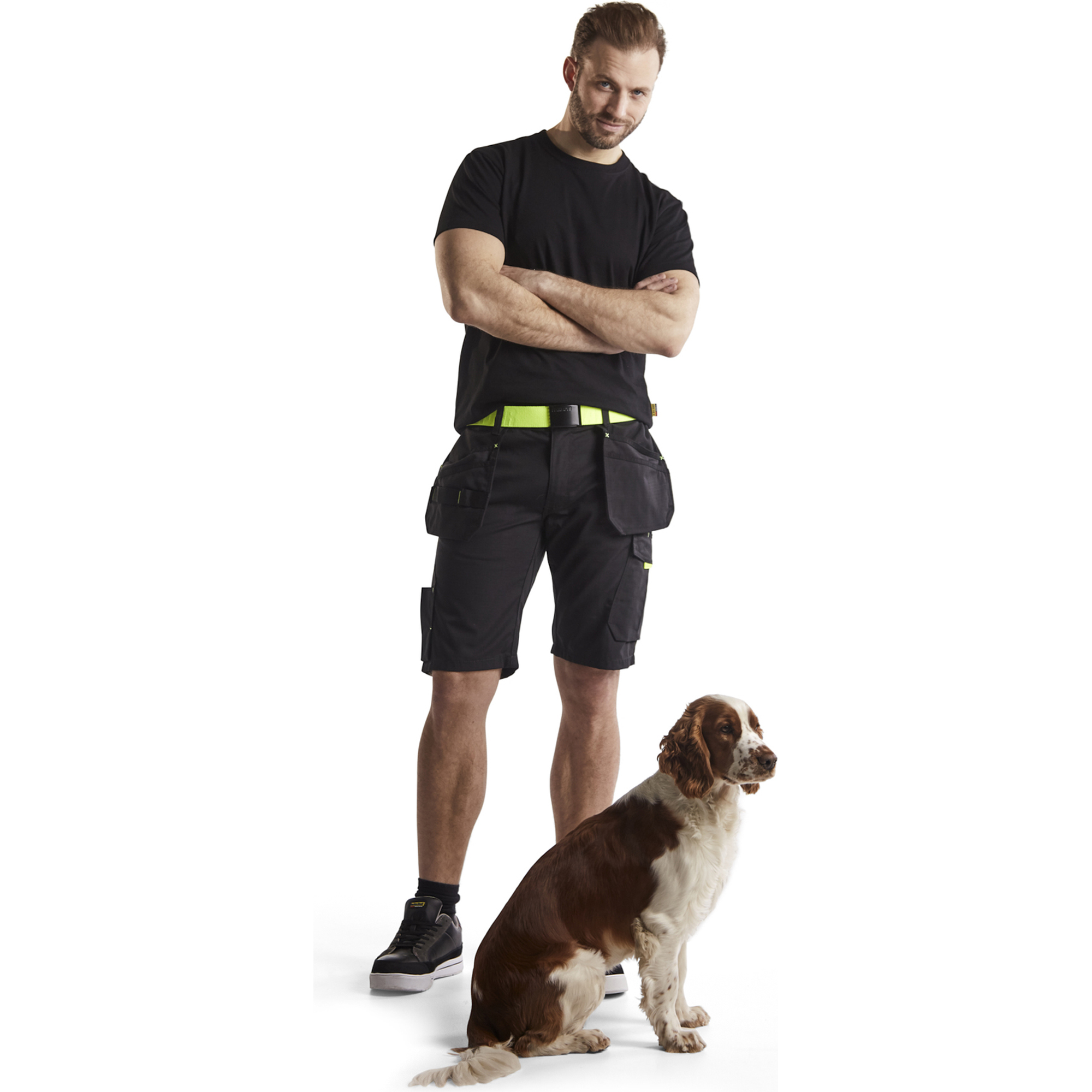 Blaklader Shorts with Nail Pockets, Black/Yellow (5)