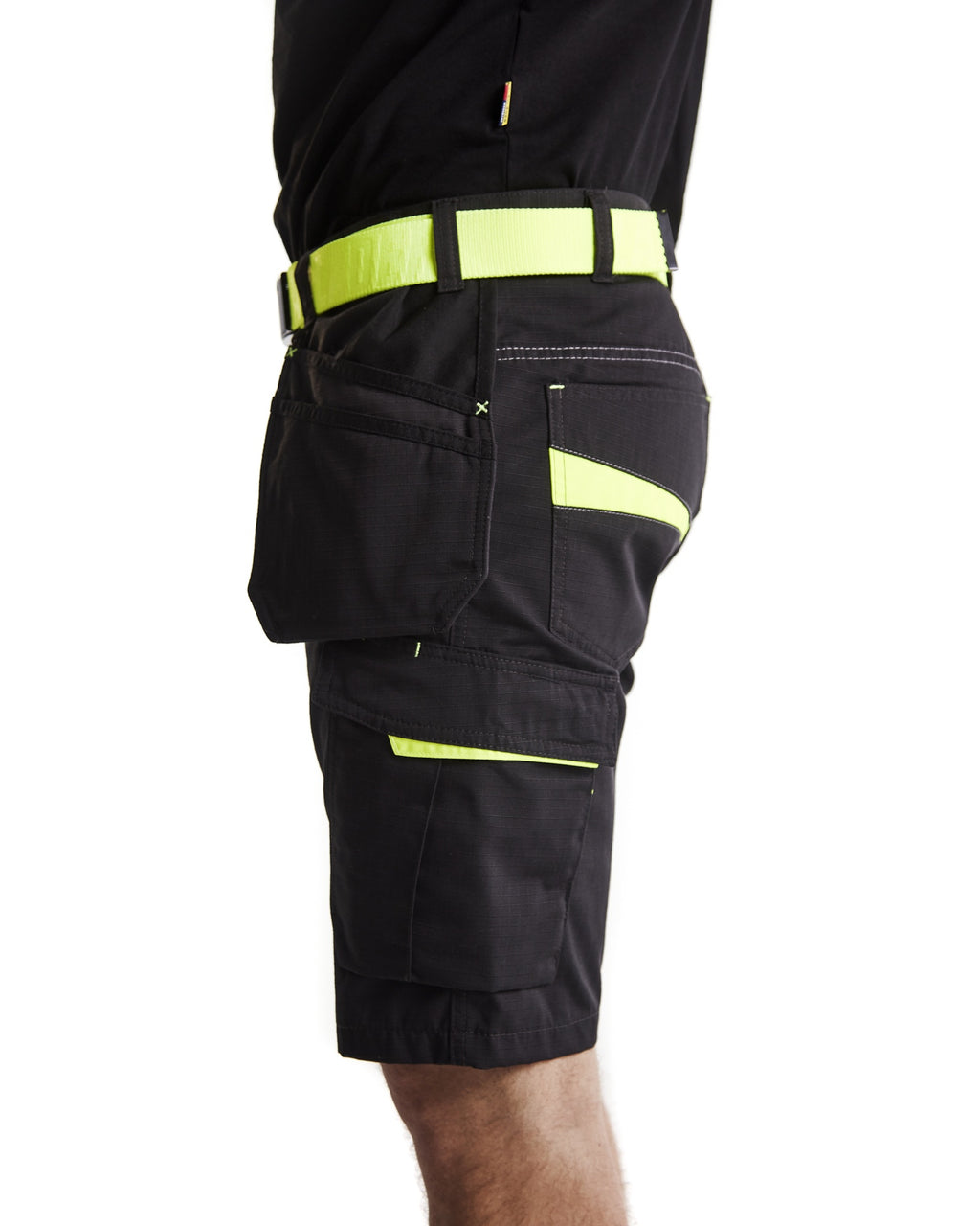 Blaklader Shorts with Nail Pockets, Black/Yellow (6)