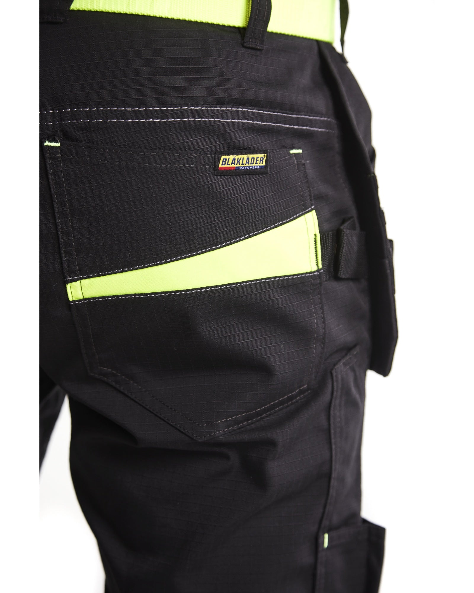 Blaklader Shorts with Nail Pockets, Black/Yellow (7)