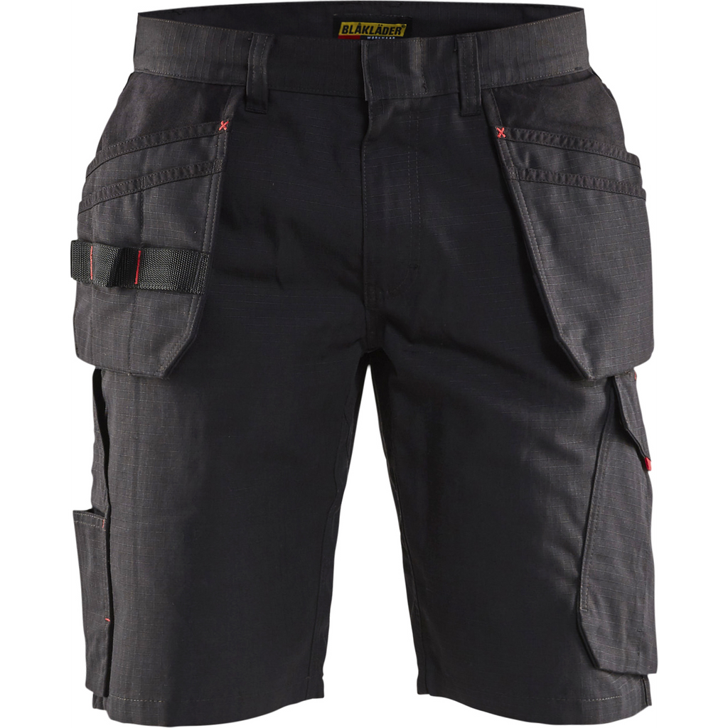 Blaklader Shorts with Nail Pockets, Black/Red