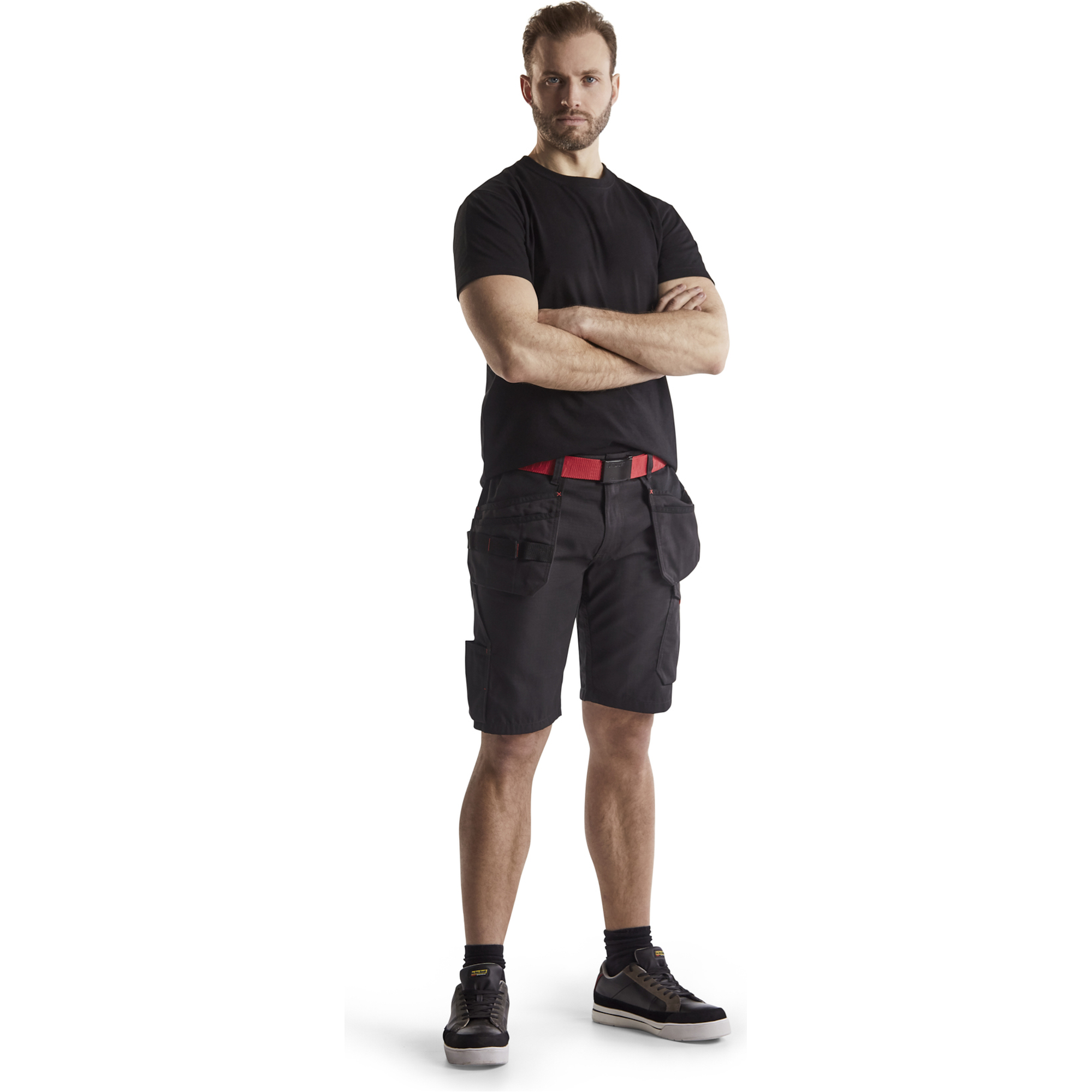 Blaklader Shorts with Nail Pockets, Black/Red (5)