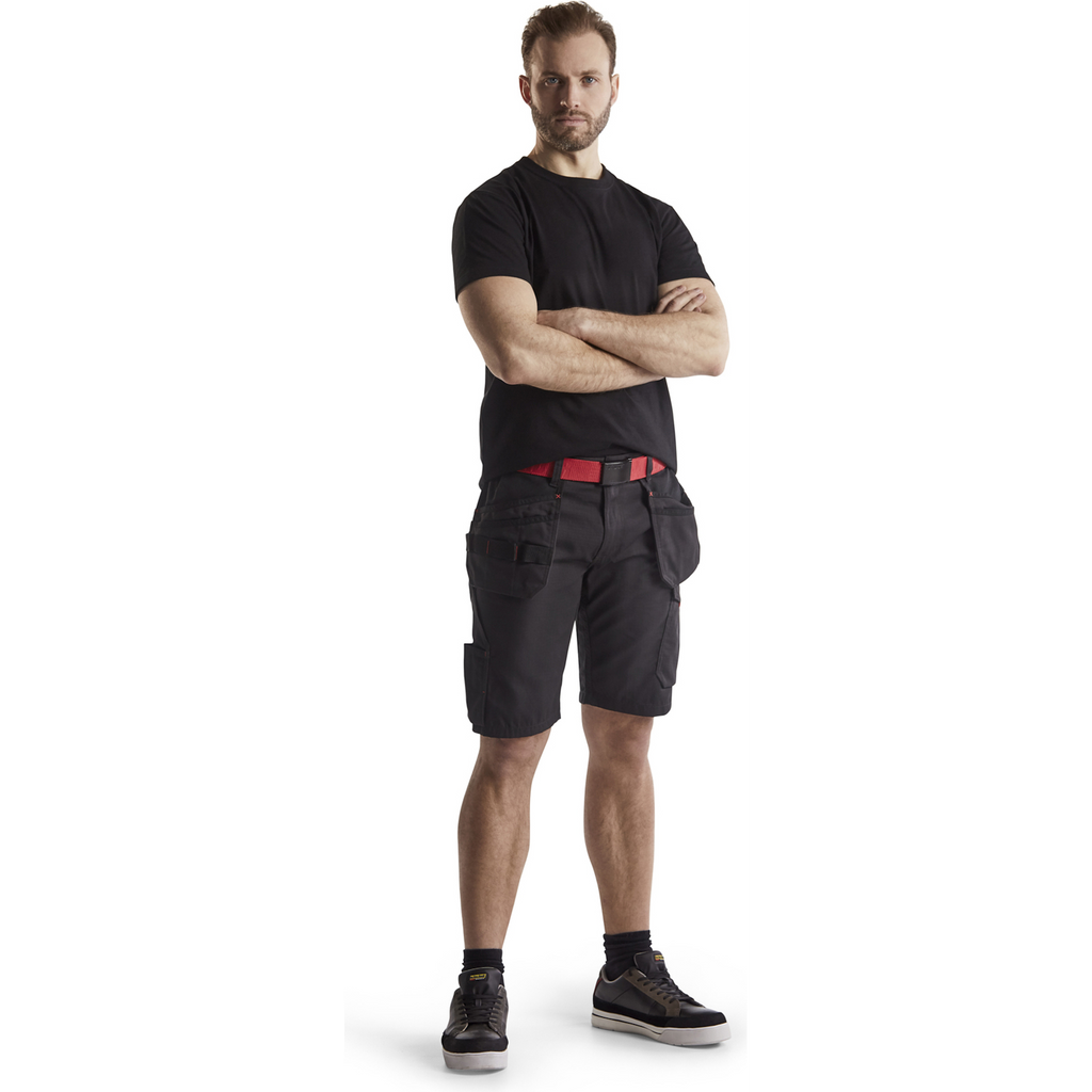 Blaklader Shorts with Nail Pockets, Black/Red (6)