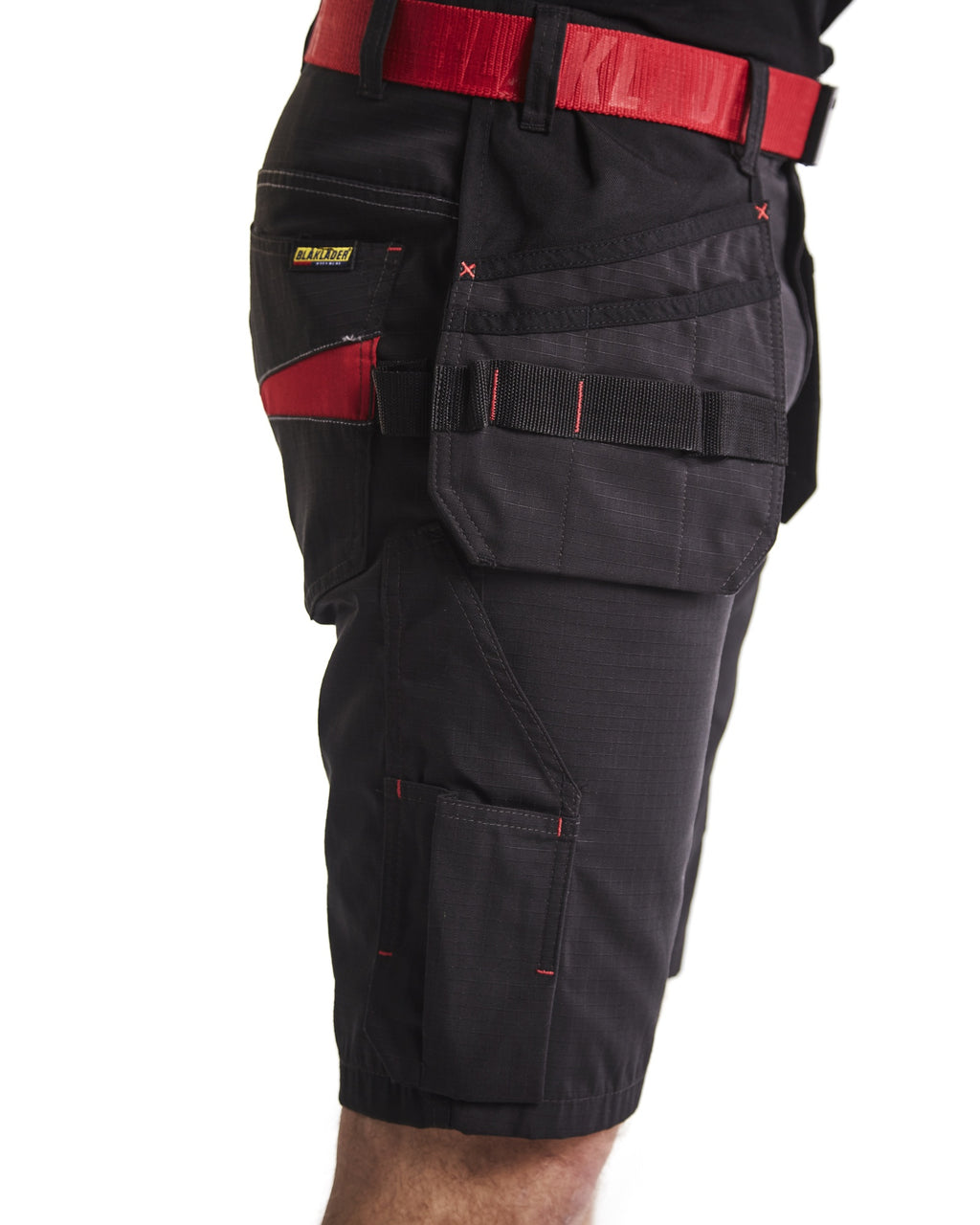 Blaklader Shorts with Nail Pockets, Black/Red (7)
