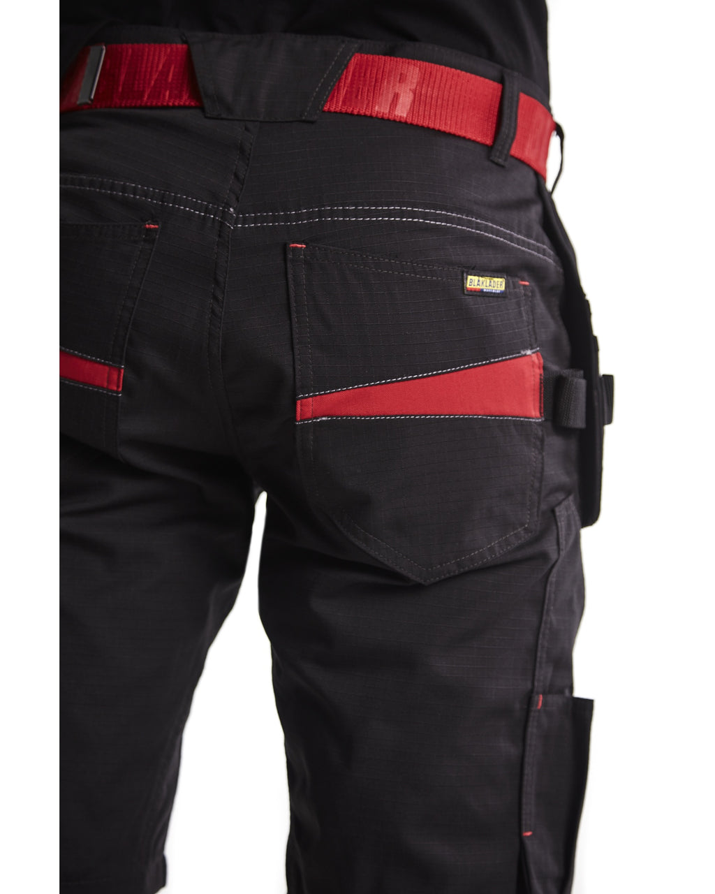 Blaklader Shorts with Nail Pockets, Black/Red (8)