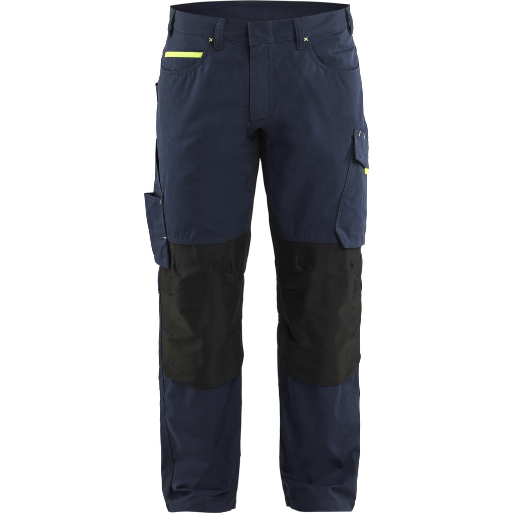 Blaklader Stretch Work Trousers, Dark Navy/Yellow