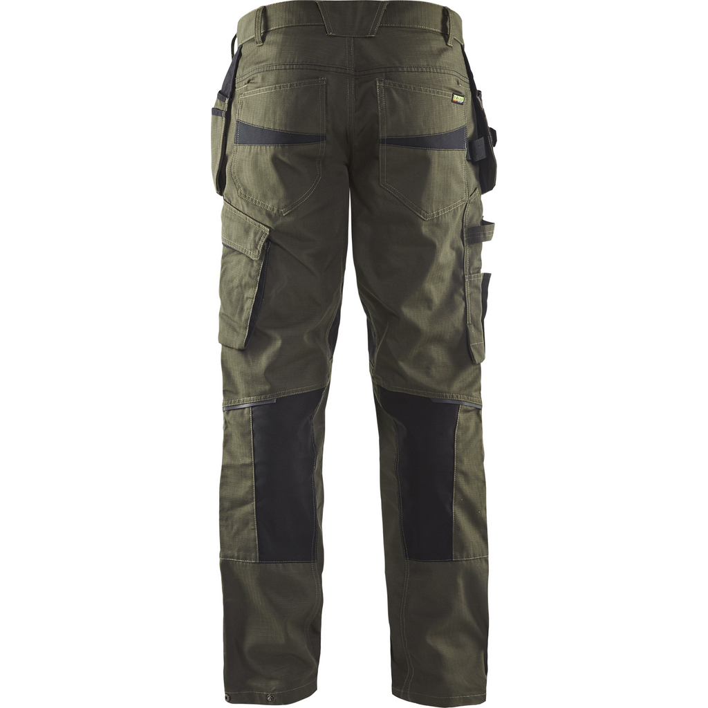 Blaklader Stretch Work Trousers with Tool Pockets, Dark Olive Green/Black (4)