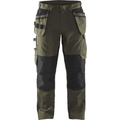 Blaklader Stretch Work Trousers with Tool Pockets, Dark Olive Green/Black