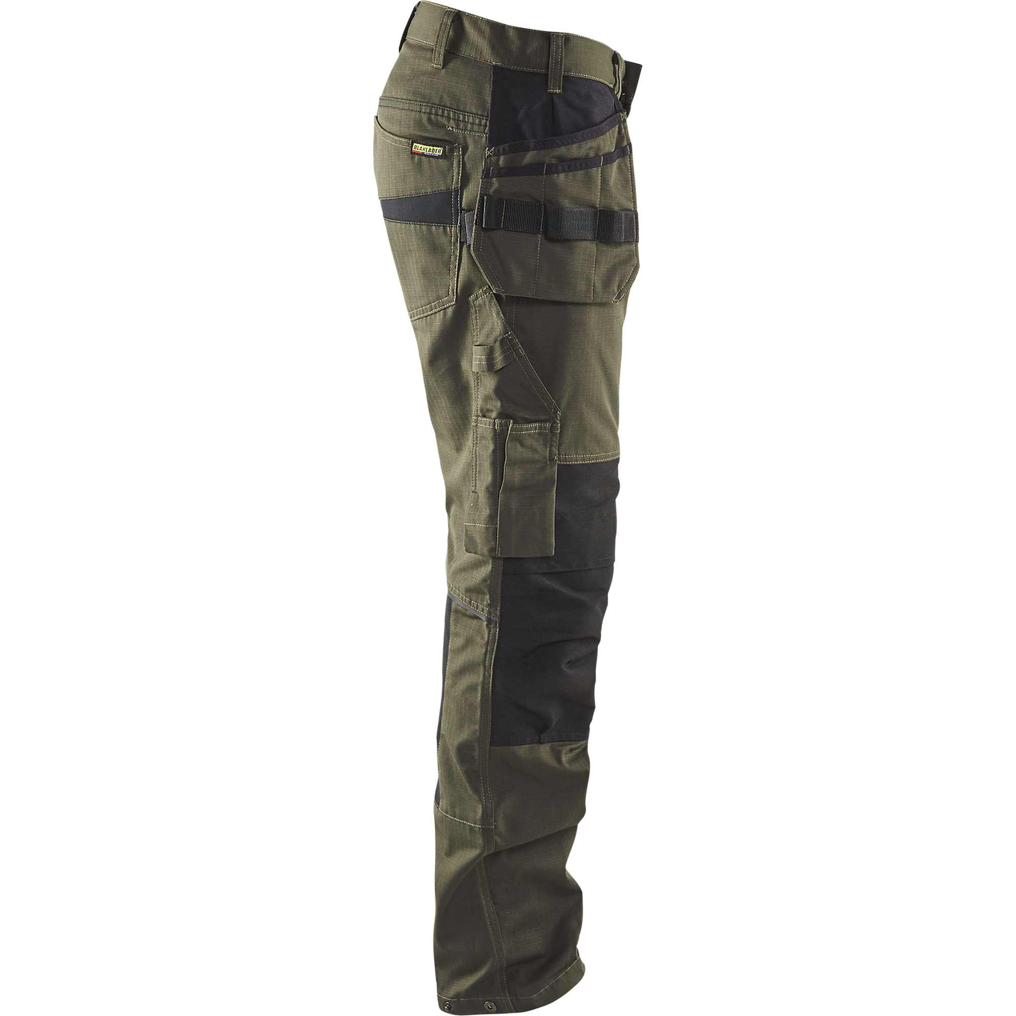Blaklader Stretch Work Trousers with Tool Pockets, Dark Olive Green/Black (2)