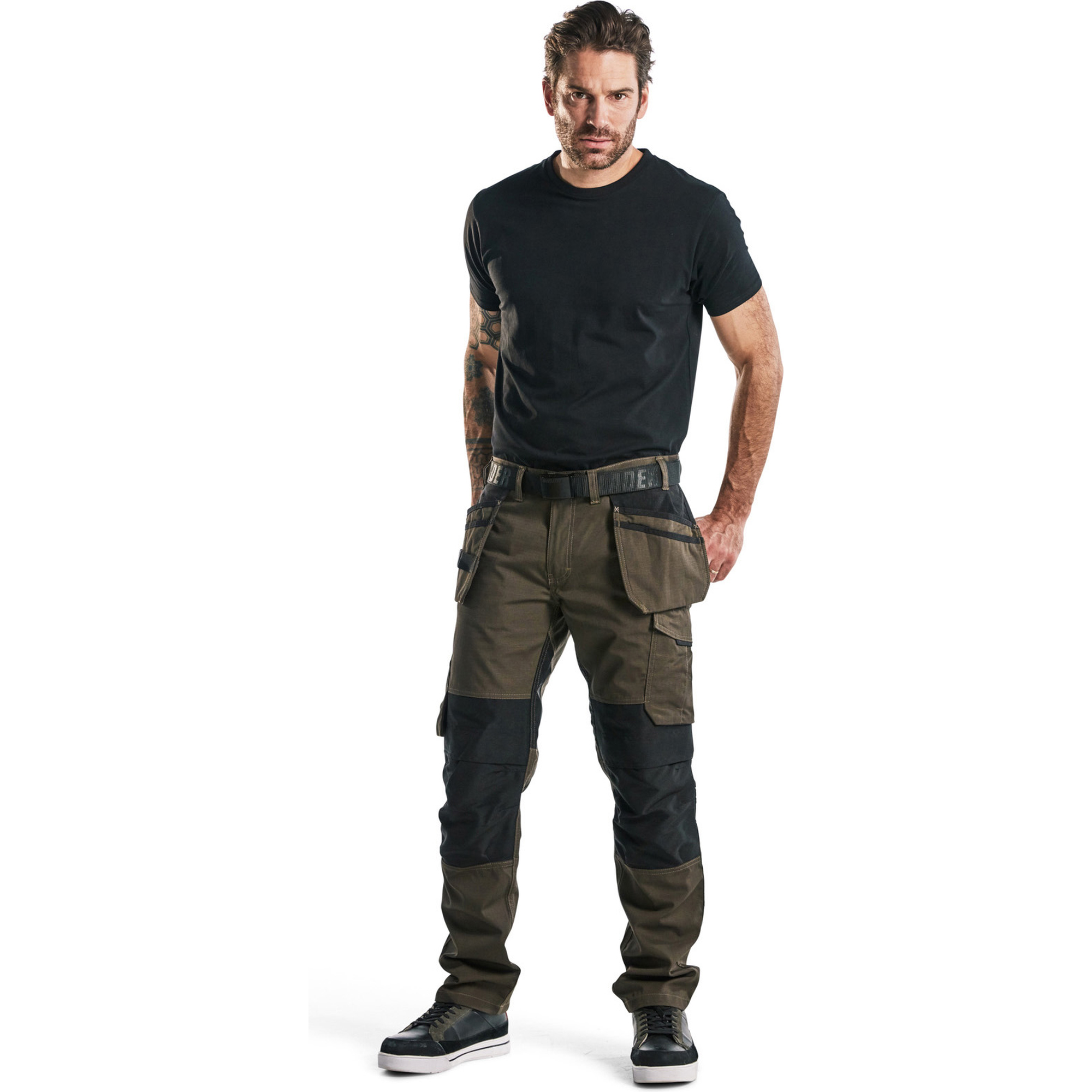 Blaklader Stretch Work Trousers with Tool Pockets, Dark Olive Green/Black (5)