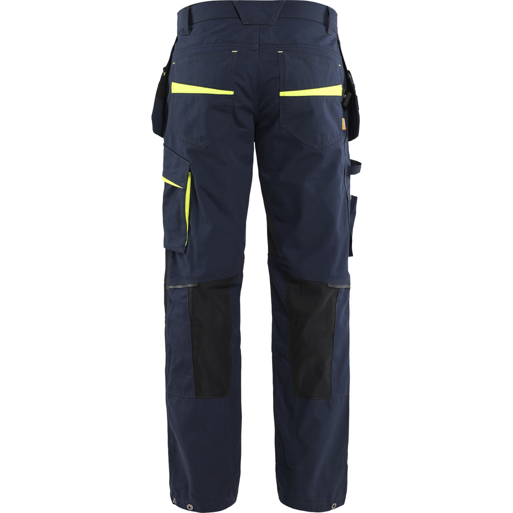 Blaklader Stretch Work Trousers with Holster Pockets, Dark Navy/Yellow (4)