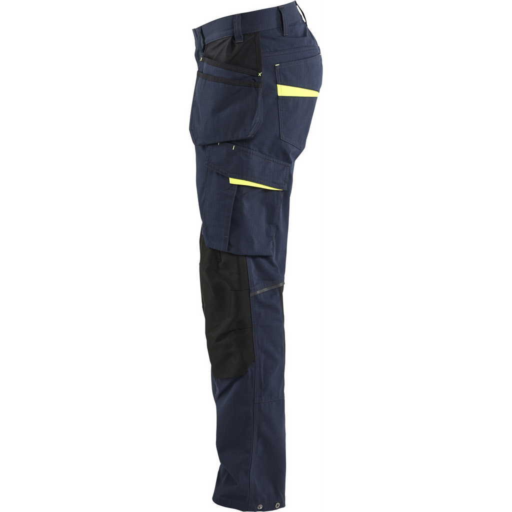 Blaklader Stretch Work Trousers with Holster Pockets, Dark Navy/Yellow (3)