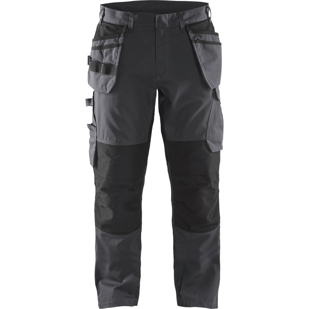 Blaklader Stretch Work Trousers with Tool Pockets, Medium Grey/Black