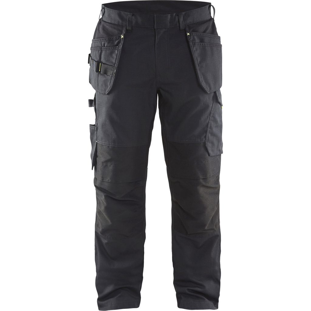 Blaklader Stretch Work Trousers with Tool Pockets, Black/Yellow