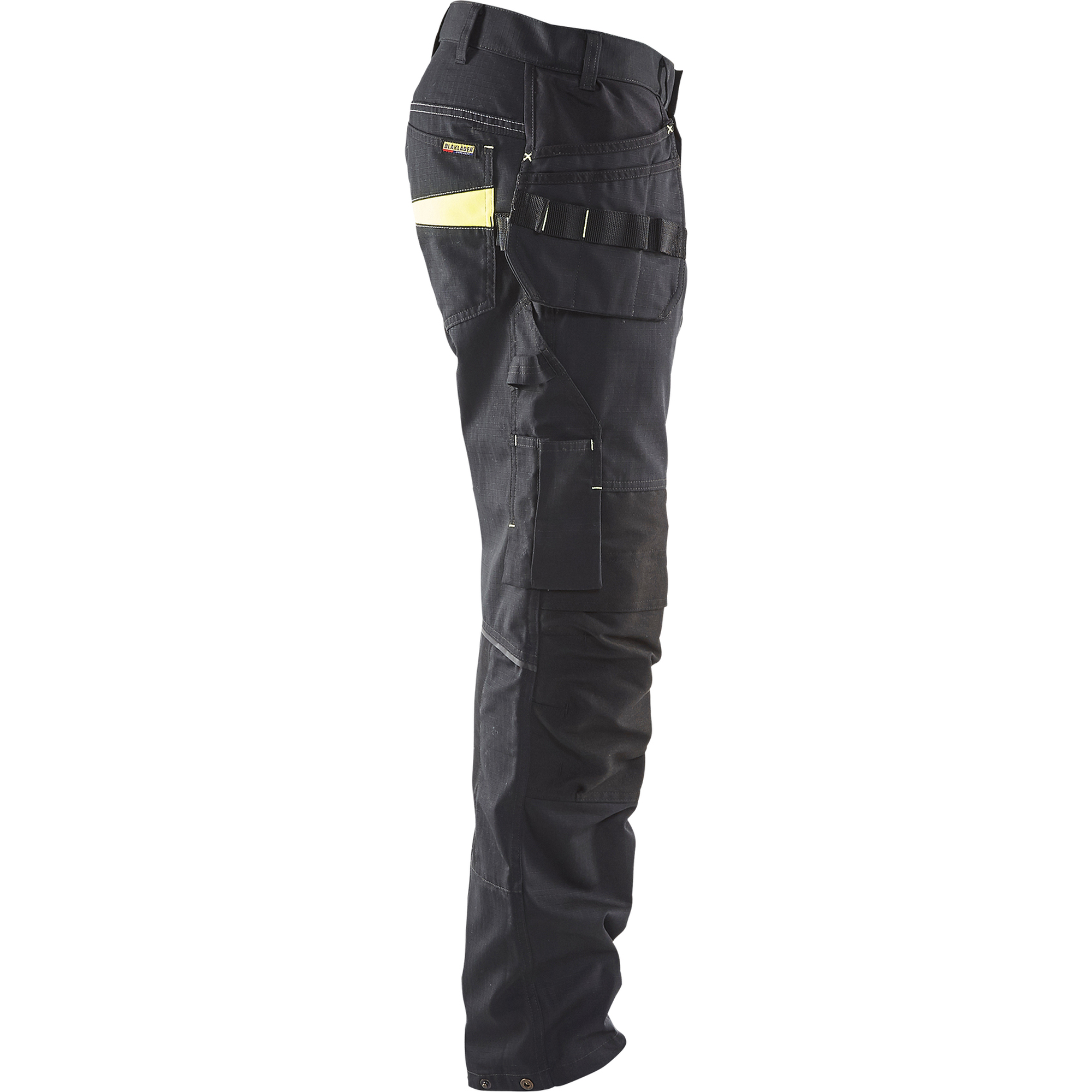 Blaklader Stretch Work Trousers with Tool Pockets, Black/Yellow (2)