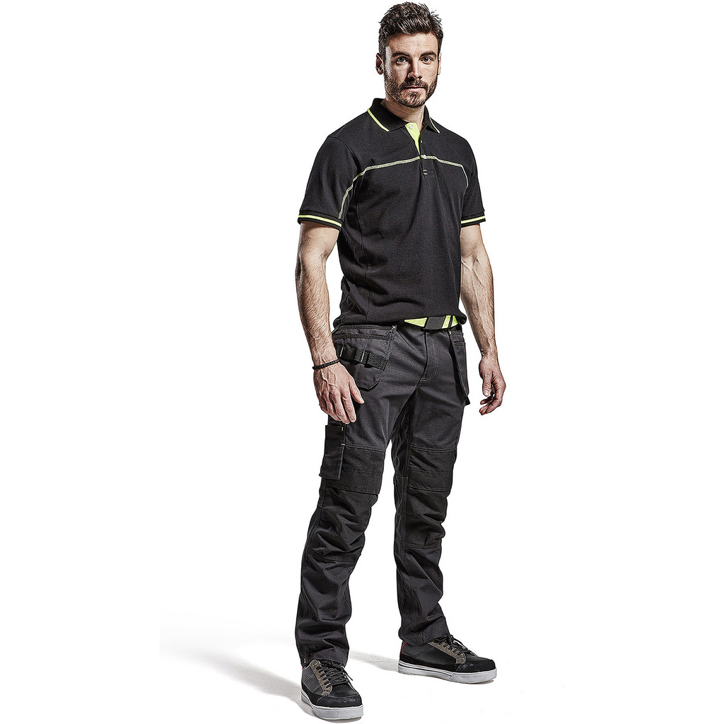 Blaklader Stretch Work Trousers with Tool Pockets, Black/Yellow (4)