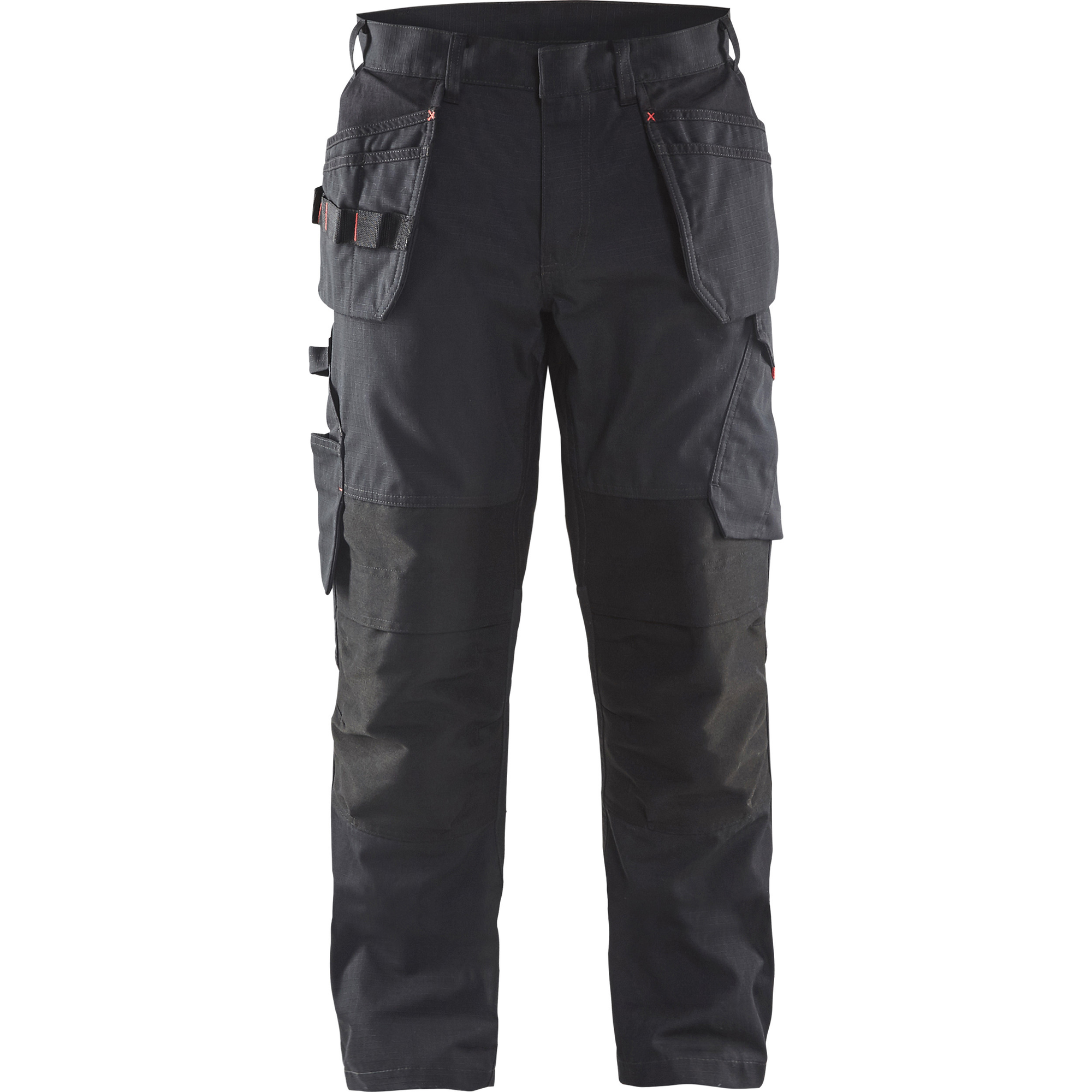 Blaklader Stretch Work Trousers with Tool Pockets, Black/Red