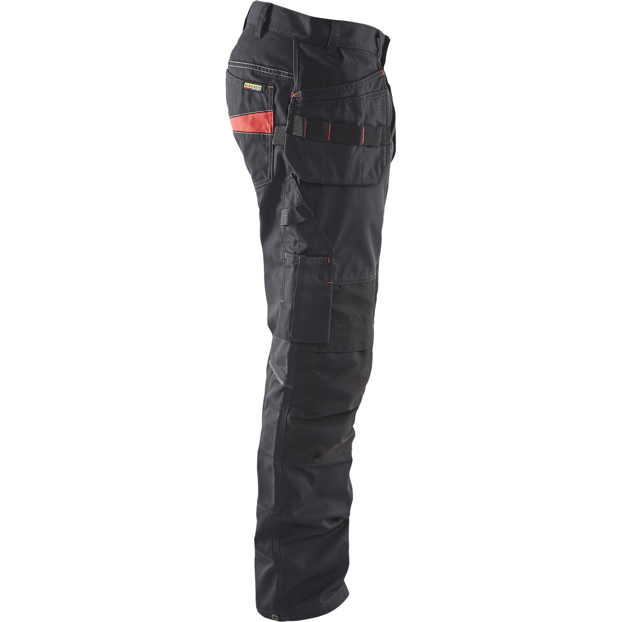 Blaklader Stretch Work Trousers with Tool Pockets, Black/Red (2)