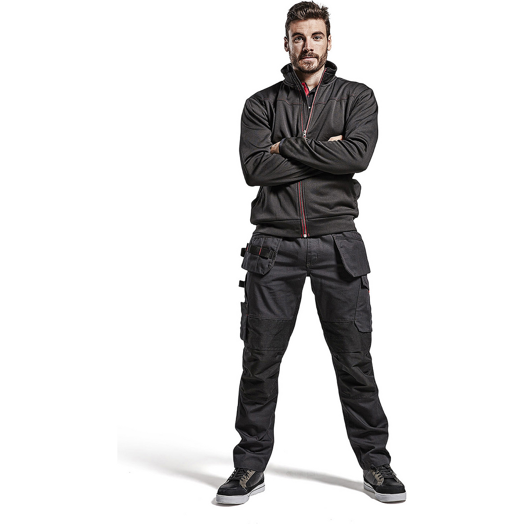 Blaklader Stretch Work Trousers with Tool Pockets, Black/Red (5)
