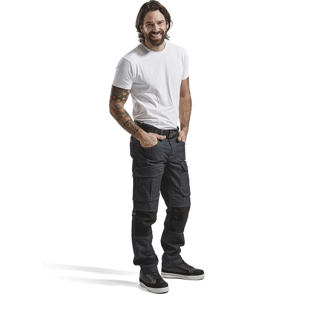 Blaklader Denim Stretch Work Trousers, Navy/Black (4)