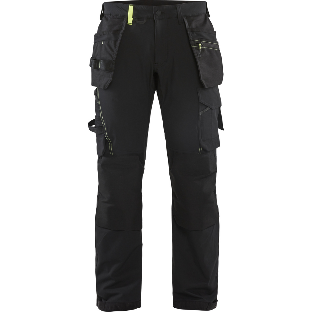 Blaklader 4-Way Stretch Craftsman Work Trousers, Black/Yellow