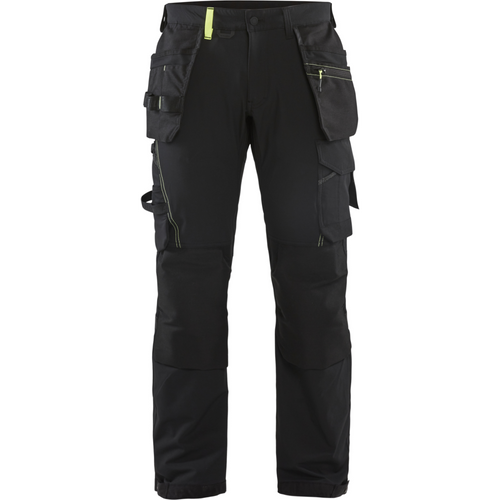 Blaklader 4-Way Stretch Craftsman Work Trousers, Black/Yellow