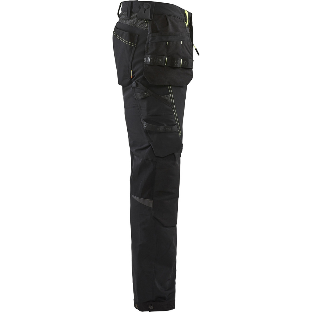 Blaklader 4-Way Stretch Craftsman Work Trousers, Black/Yellow (2)