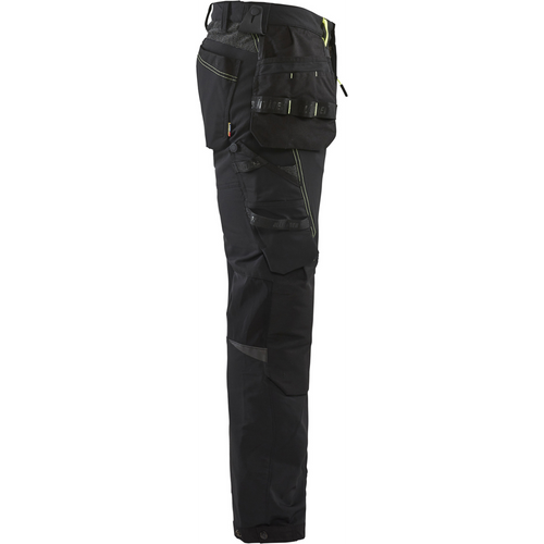 Blaklader 4-Way Stretch Craftsman Work Trousers, Black/Yellow (2)
