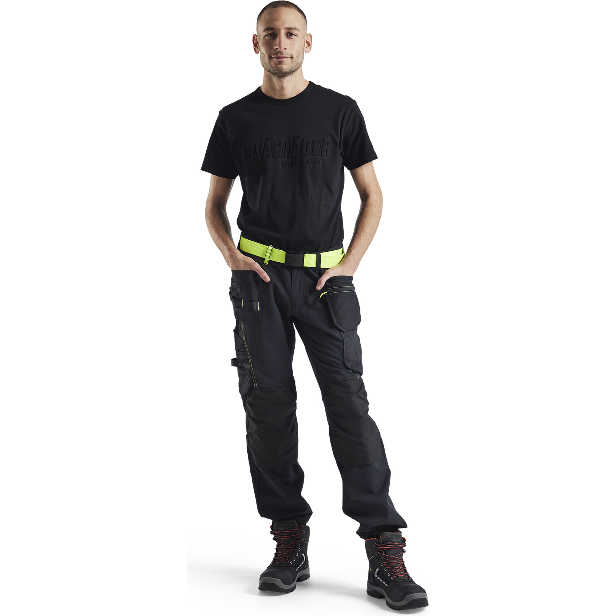 Blaklader 4-Way Stretch Craftsman Work Trousers, Black/Yellow (5)