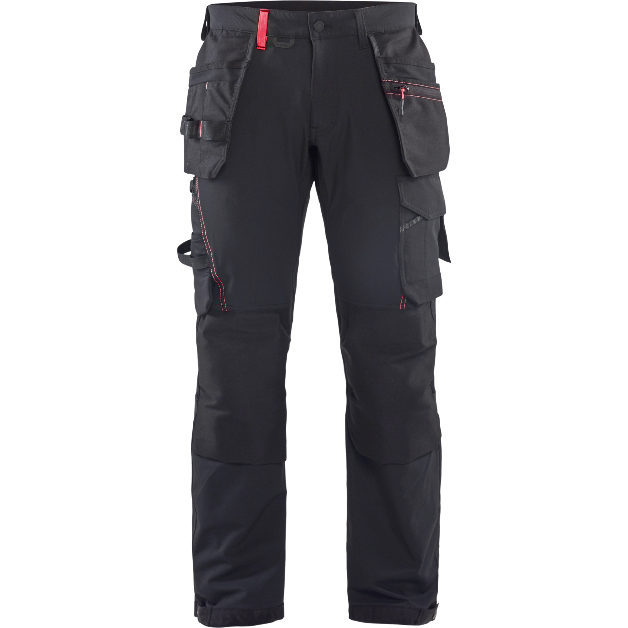 Blaklader 4-Way Stretch Craftsman Work Trousers, Black/Red