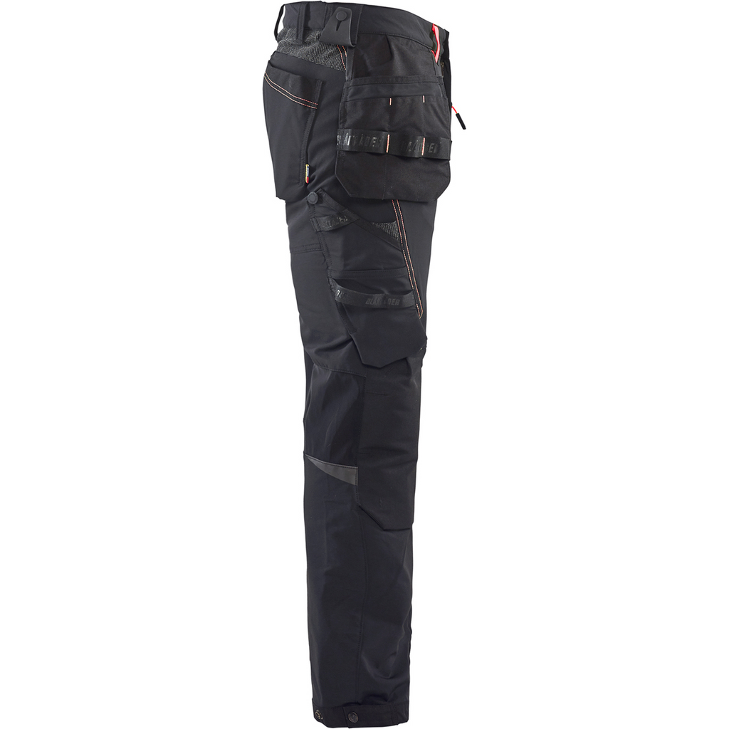Blaklader 4-Way Stretch Craftsman Work Trousers, Black/Red (2)