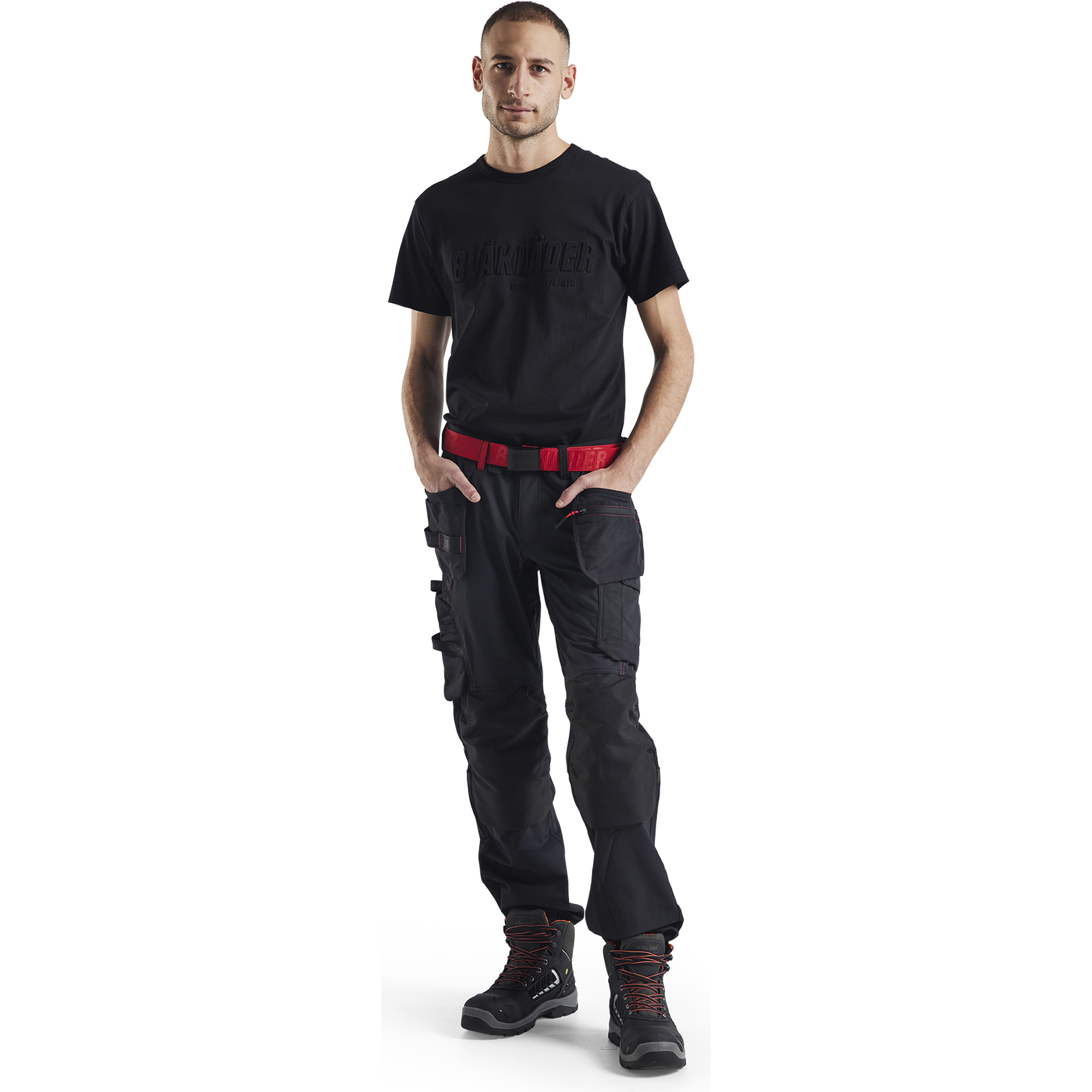 Blaklader 4-Way Stretch Craftsman Work Trousers, Black/Red (5)