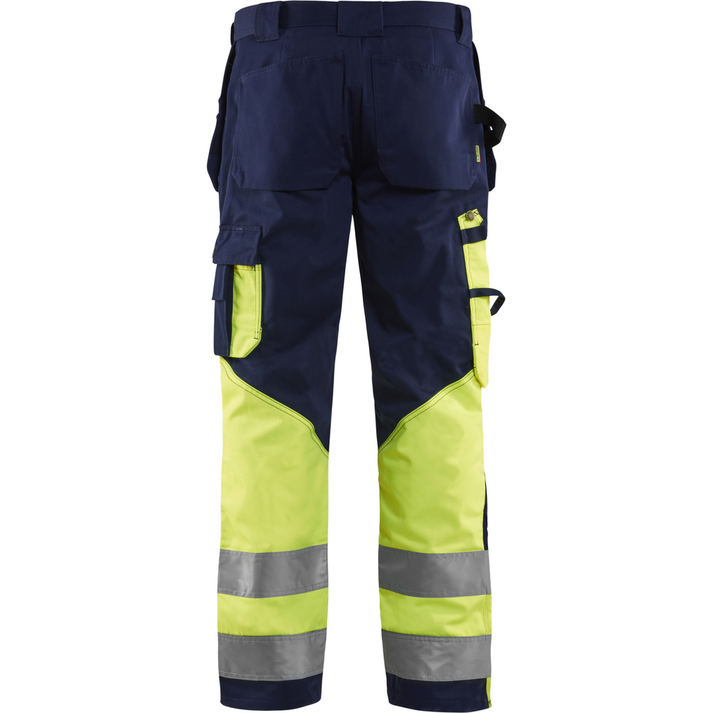 Blaklader High Vis Work Trousers, Navy Blue/Yellow (4)